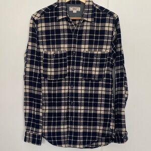 Men's Black and Cream Plaid Button-Down Shirt
